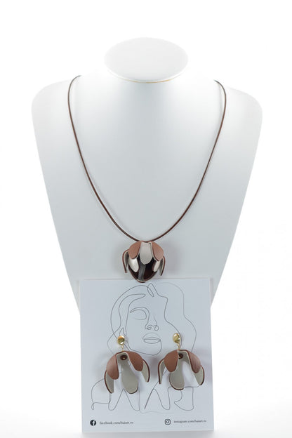 Set floral Colier si Cercei reglabil - Maro Grej