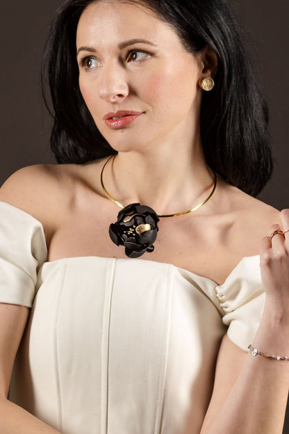 Colier bujor, baza fixa din otel inoxidabil