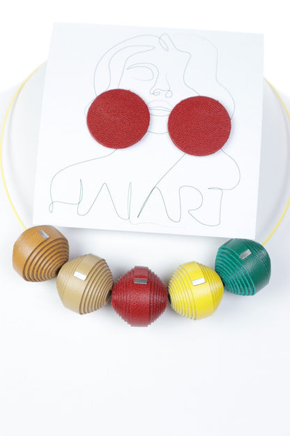 Set colier Leatherbonbon si cercei (111) din piele