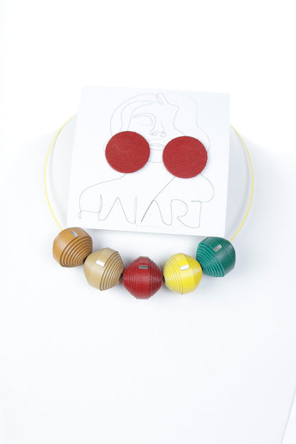 Set colier Leatherbonbon si cercei (111) din piele