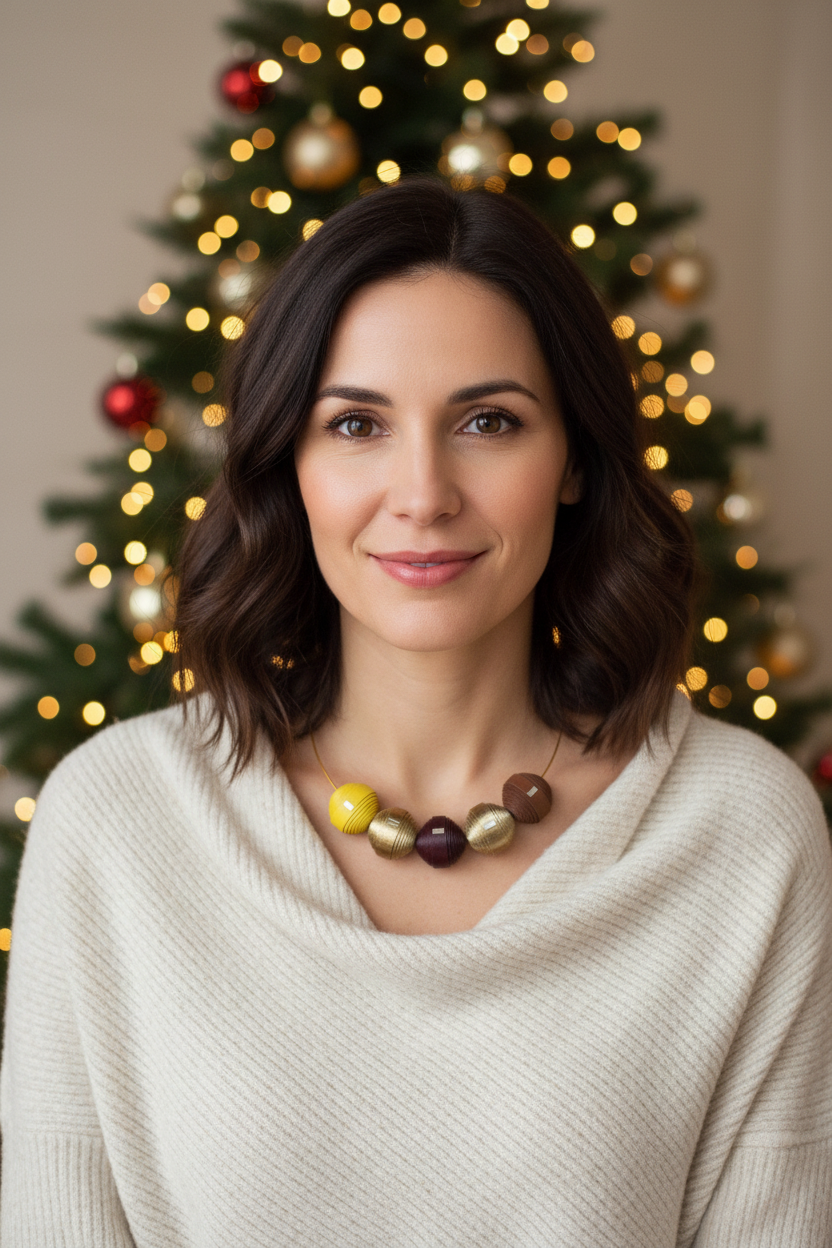 Colier Leatherbonbon (266) pe model - setup Crăciun