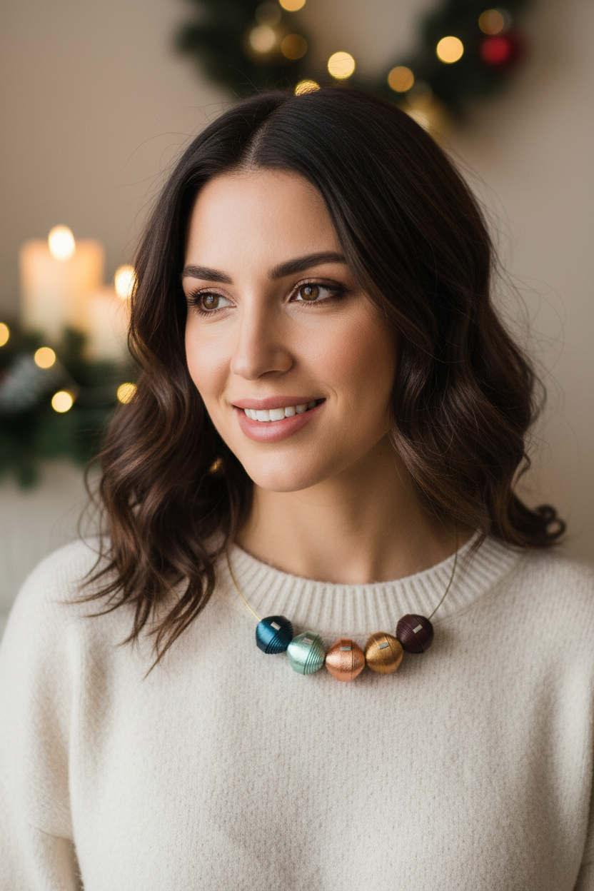 Colier Leatherbonbon (272) pe model - setup Crăciun