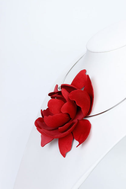 Colier unicat - Floare rosie