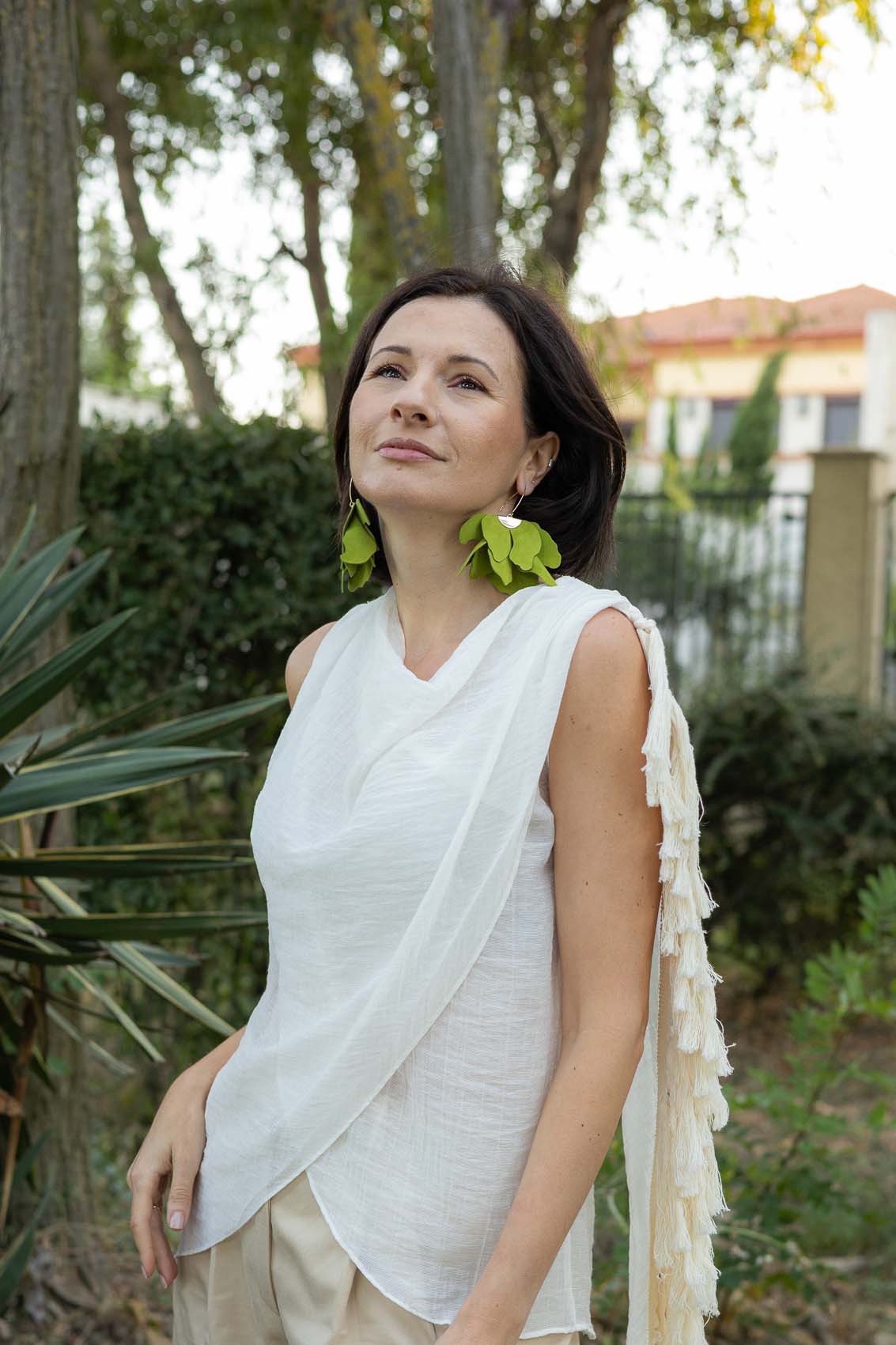 Cercei floare mare - Verde lime