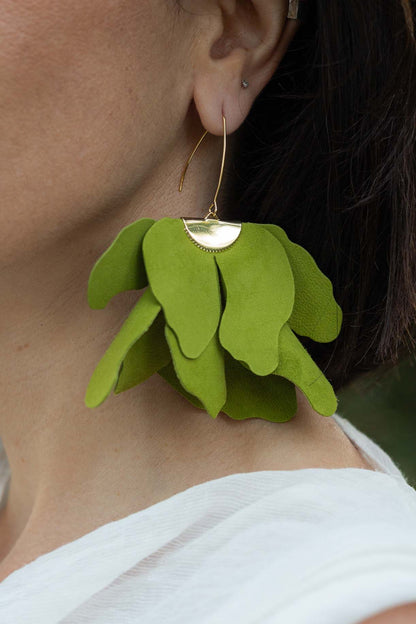 Cercei floare mare - Verde lime