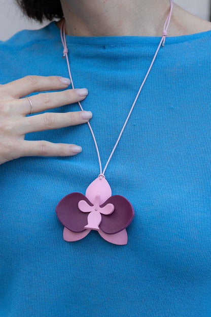 Orchid Necklace - Pink & Burgundy