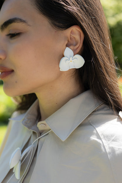 Set Colier + Cercei Orhidee - Pure White & Gold