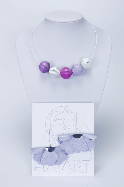 Set Colier leatherbonbon si cercei din piele