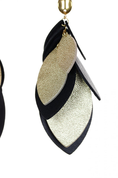 Set Colier si Cercei - Negru + auriu