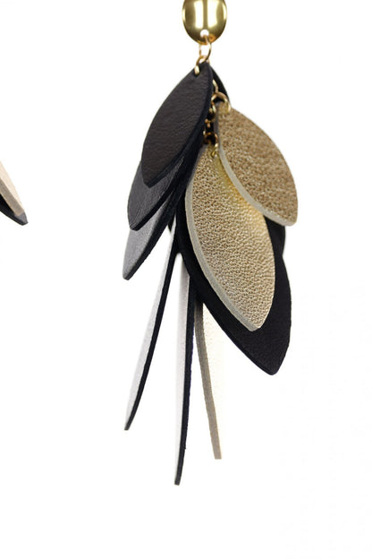 Set Colier si Cercei - Negru + auriu