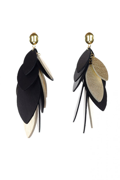 Set Colier si Cercei - Negru + auriu