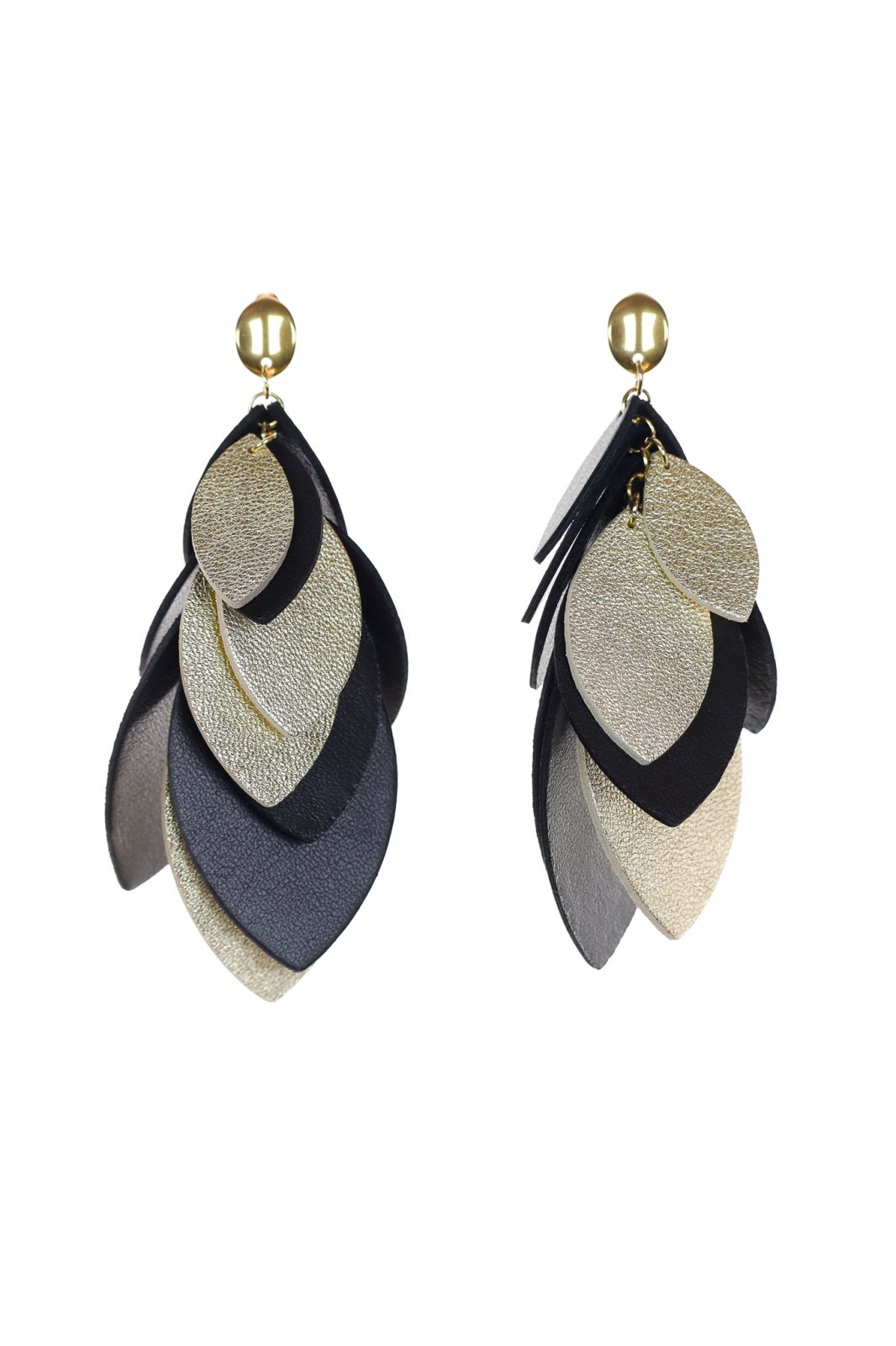 Set Colier si Cercei - Negru + auriu