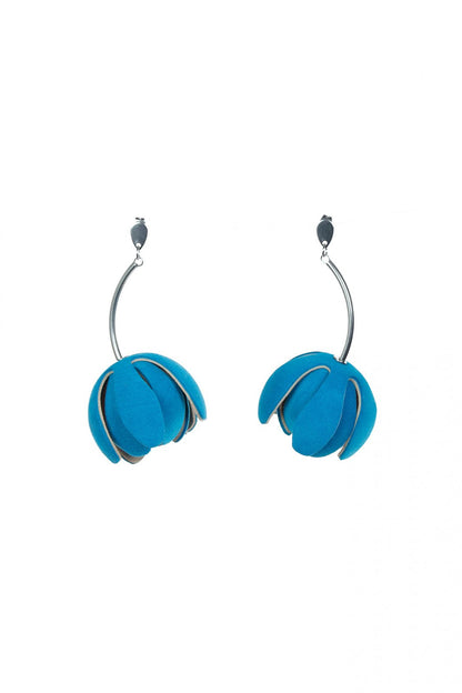 Set floral Colier si Cercei reglabil - Turcoaz + Bej