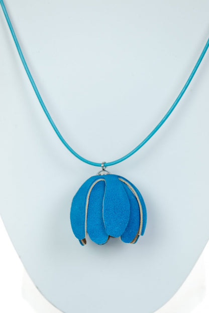 Set floral Colier si Cercei reglabil - Turcoaz + Bej